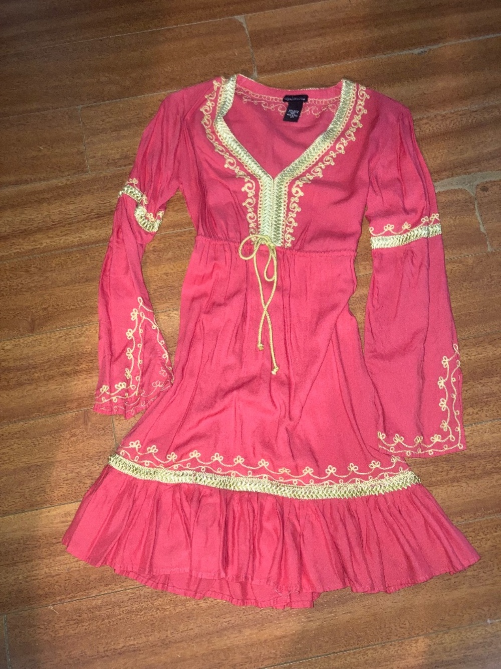 victoria secret moda international xs red pink embroidered beach dress tunic y2k